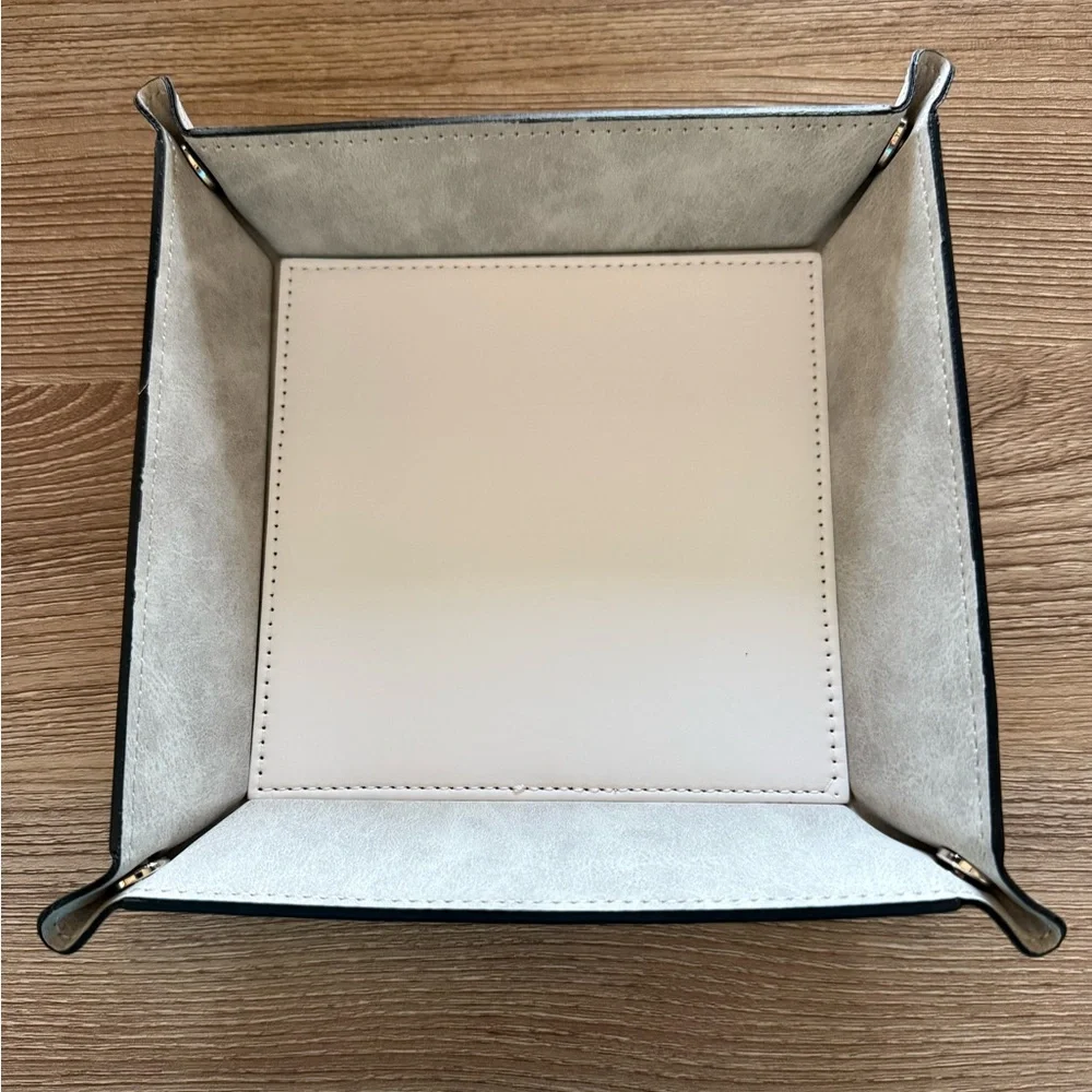 HANDMADE FASHION Foldable PU Leather Accessory Tray With Snap Closure